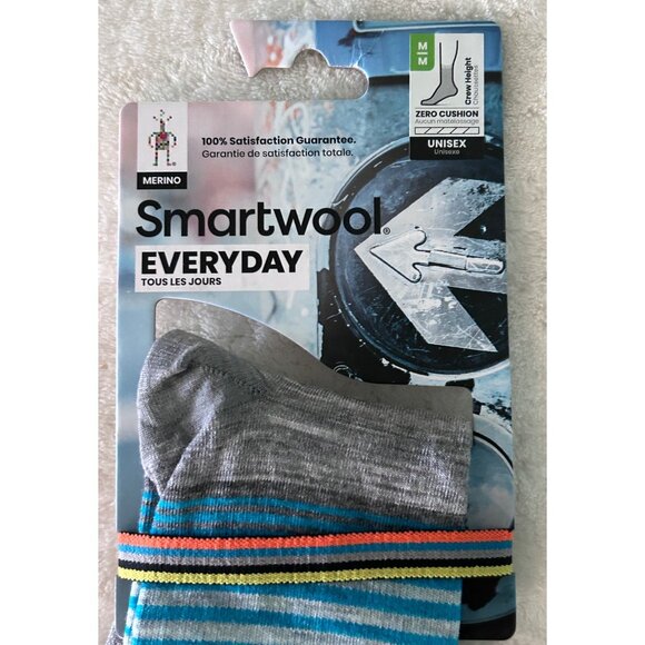 Smartwool Everyday Merino Wool Unisex Crew Socks Medium Grey Multi Stripe Zero C - Picture 2 of 3